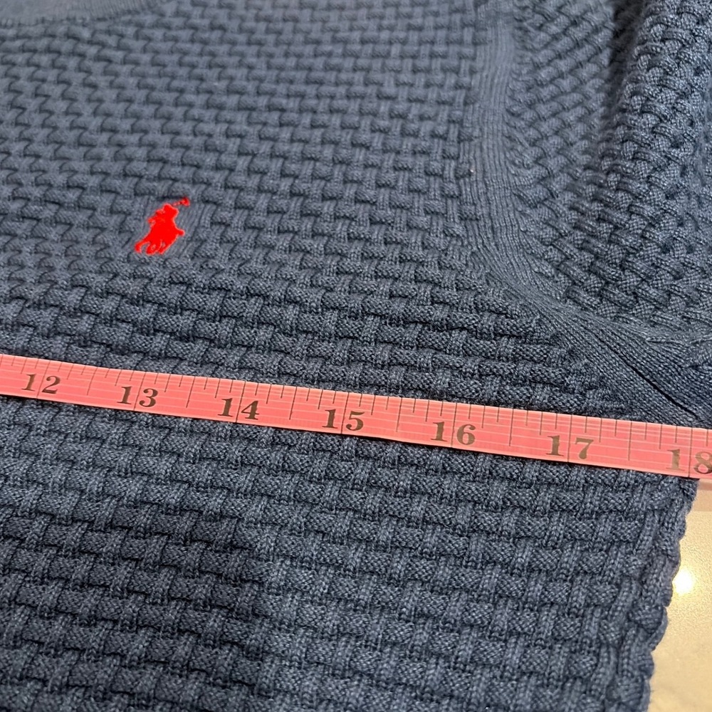 Polo Ralph Lauren Sweater Womens Medium Blue Waffle Knit Cotton Preppy Classic - Picture 6 of 9